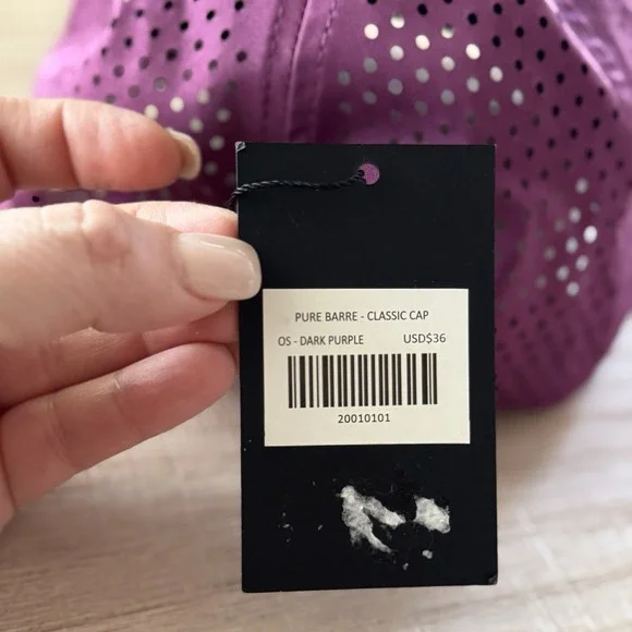 NWT Pure Barre Embroidered Logo Purple Adjustable Baseball Cap Hat - Picture 4 of 5